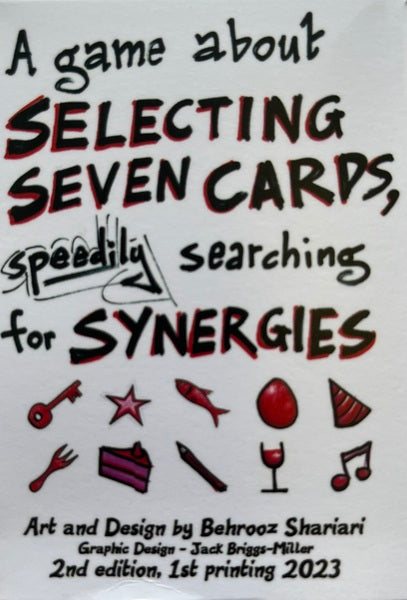 A game about selecting seven cards, speedily searching for Synergies