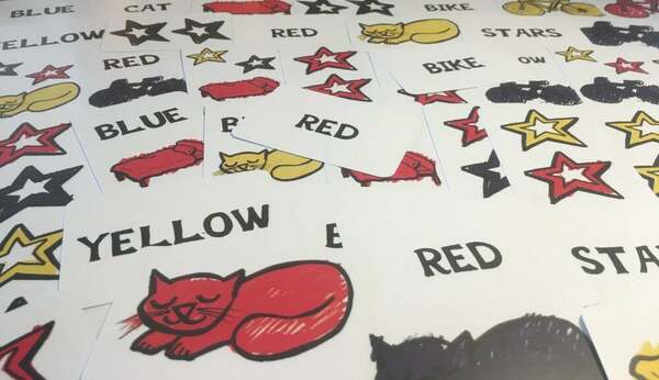 A game about quickly matching words to pictures but never words to words or pictures to pictures.