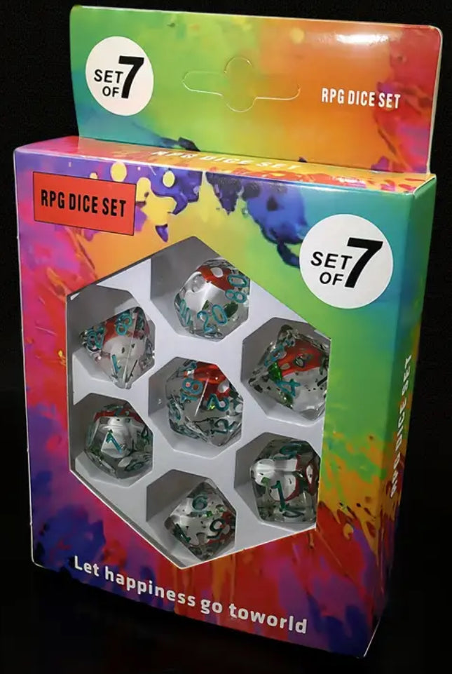 Mushroom & Ladybug Polyhedral Dice Set