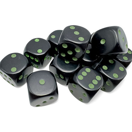 Chessex - Opaque 16mm D6 Dice Block - Black/Green