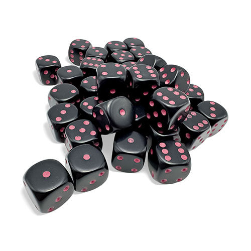Chessex - Opaque 12mm D6 Dice Block - Black/Pink