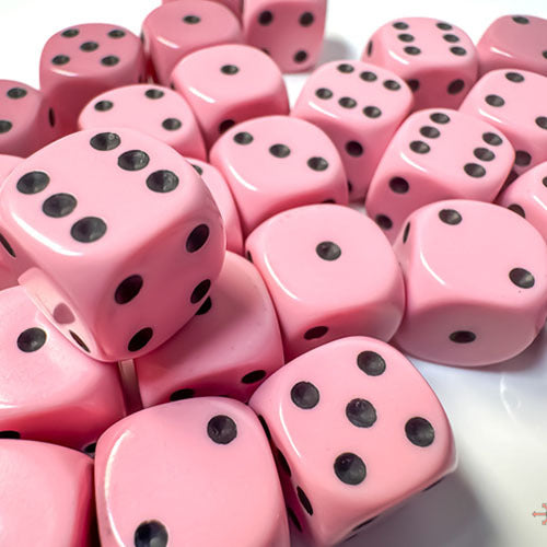 Chessex - Opaque Pastel 12mm D6 Dice Block - Pink/Black