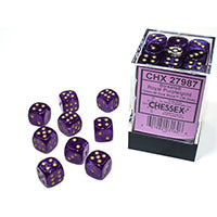Chessex - Borealis 16mm D6 Dice Block - Luminary Royal Purple & Gold Dice Block